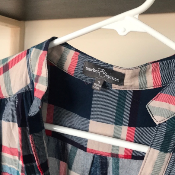 Market & Spruce Sleeveless Plaid Top - Picture 3 of 4